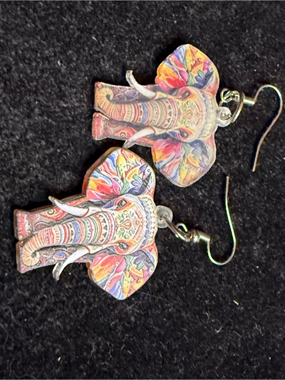 Hand-Painted Style Multicolor Elephant Dangle Earrings - Women Accessories